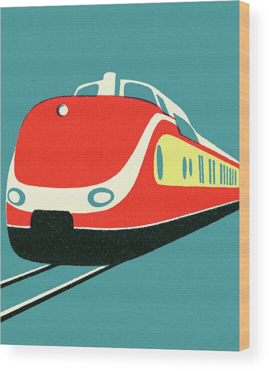 Blue Background Wood Print featuring the drawing Train #21 by CSA Images