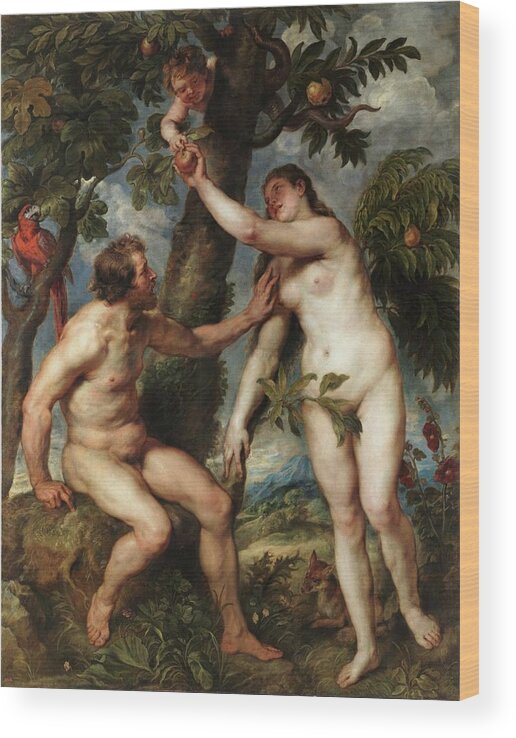 Baroque Wood Print featuring the painting Adam And Eve by Peter Paul Rubens