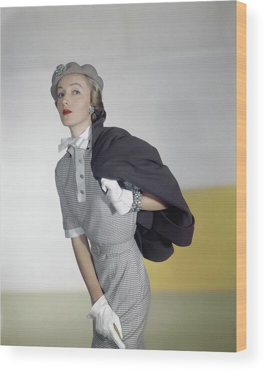 Beauty Wood Print featuring the photograph Model In A Vogue Patterns Ensemble #3 by Horst P. Horst