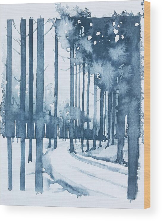 Winter Wood Print featuring the painting Winter Trees #1 by Luisa Millicent
