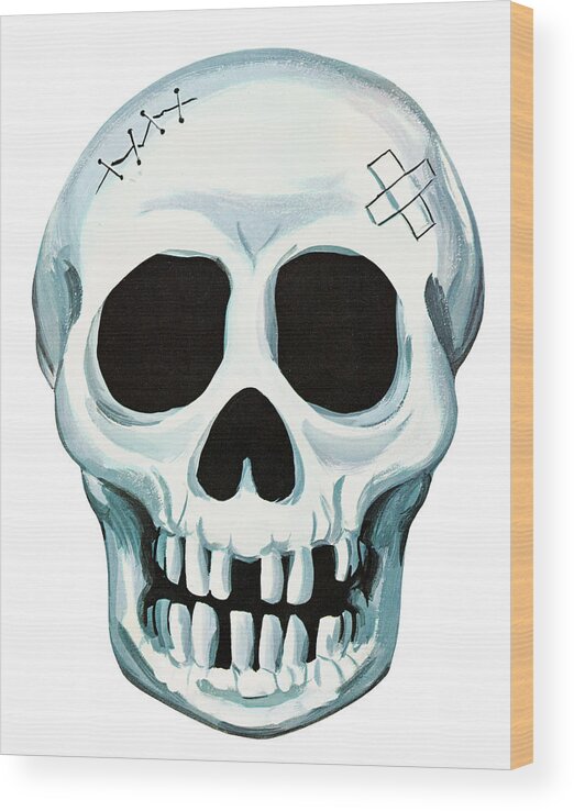 Afraid Wood Print featuring the drawing Skull #32 by CSA Images