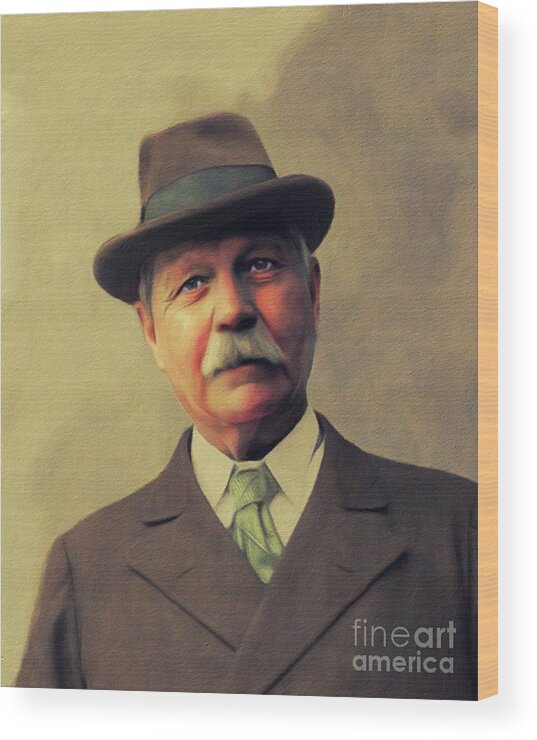 Arthur Wood Print featuring the painting Sir Arthur Conan Doyle, Literary Legend #4 by Esoterica Art Agency
