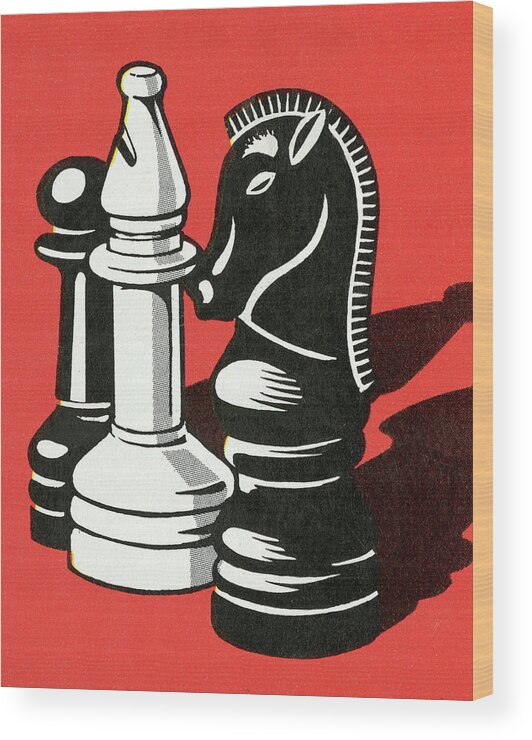 Bishop Wood Print featuring the drawing Chess Pieces #5 by CSA Images