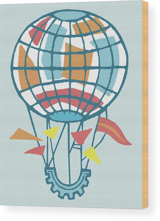 Balloon Wood Print featuring the drawing Hot Air Balloon #5 by CSA Images