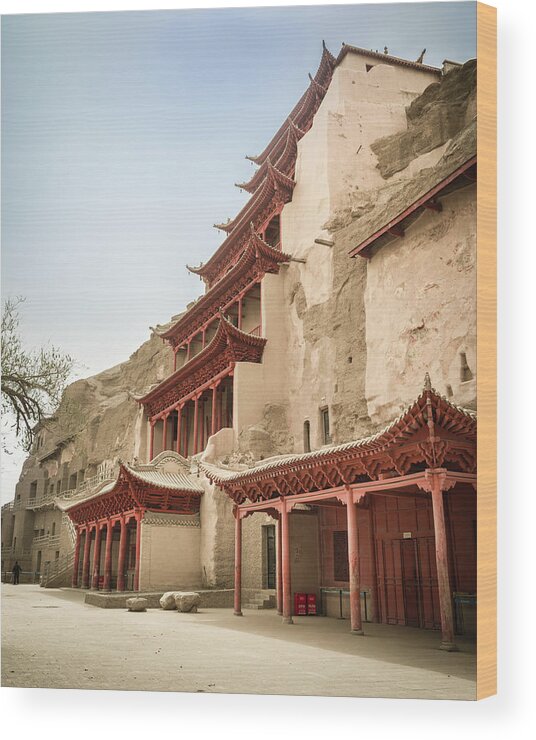 Buddha Wood Print featuring the photograph Mogao Caves Complex Dunhuang Gansu China #5 by Adam Rainoff