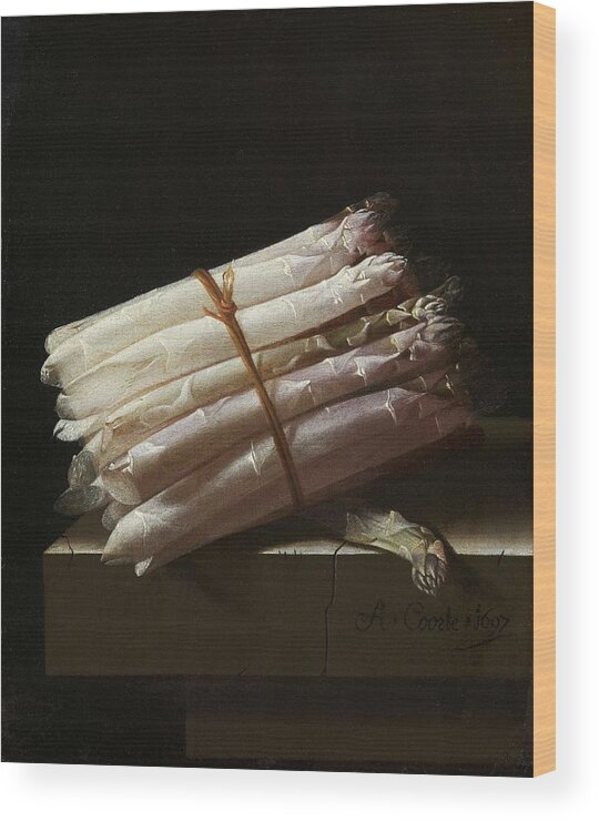 Still Life Wood Print featuring the painting Still Life With Asparagus by Adriaen Coorte