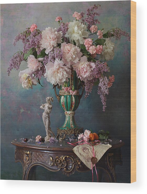 Flowers Wood Print featuring the photograph Still Life With Flowers #6 by Andrey Morozov