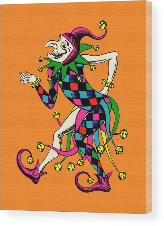 Apparel Wood Print featuring the drawing Court Jester #8 by CSA Images