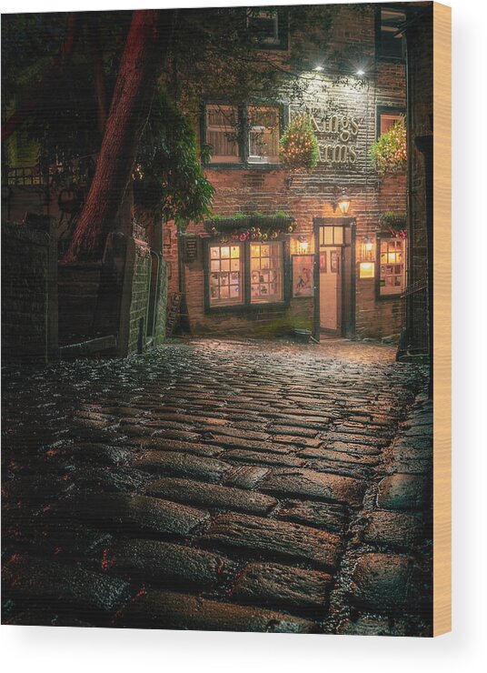 #haworth Wood Print featuring the photograph A Kings Arms Christmas by Francis Wilson