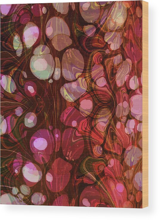 Abstract Wood Print featuring the mixed media Abstract Painting - Marbling art 03- Fluid Painting - Purple, Pink, Brown, Black - Modern Abstract by Studio Grafiikka