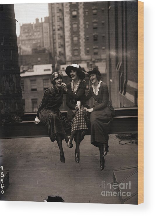 Employment And Labor Wood Print featuring the photograph Actress Pickets Pose On Rooftop by Bettmann