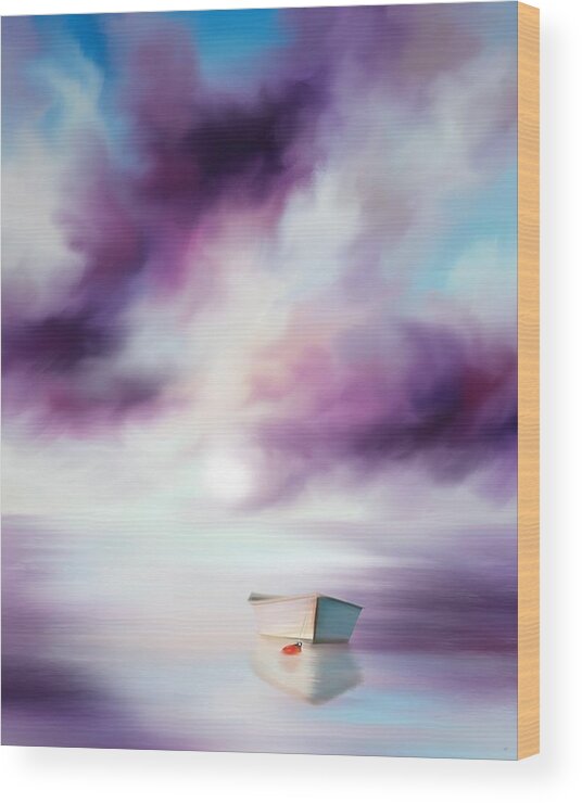Adrift On Purple Waters Wood Print featuring the painting Adrift on Purple Waters by Mark Taylor