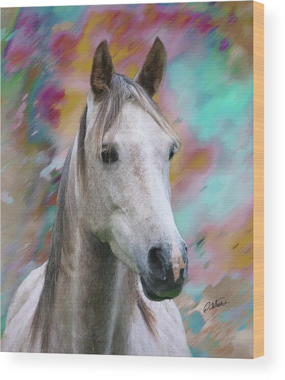 Portrait Wood Print featuring the painting Arabian Horse DWP1001805 by Dean Wittle