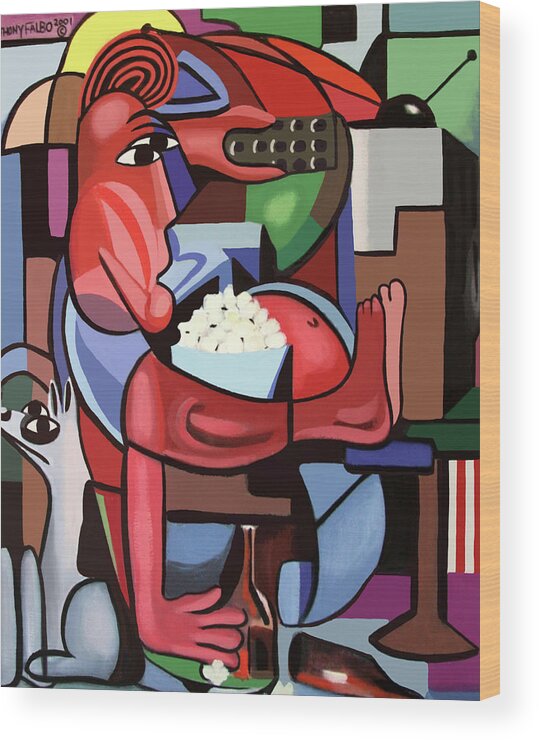 Cubism Wood Print featuring the painting Assuming The Position by Anthony Falbo