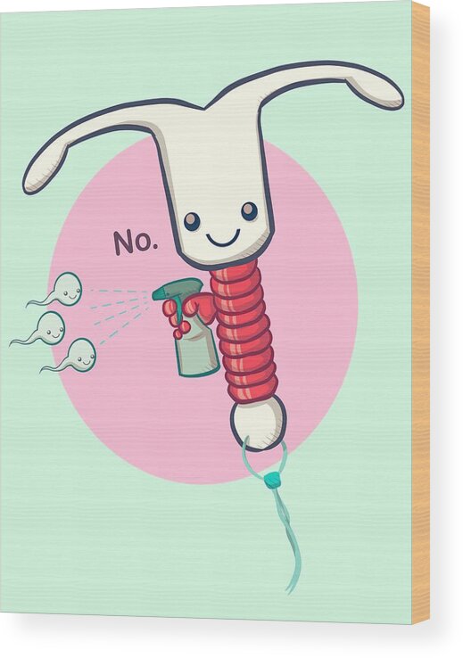 Iud Wood Print featuring the drawing Bad Sperm by Ludwig Van Bacon
