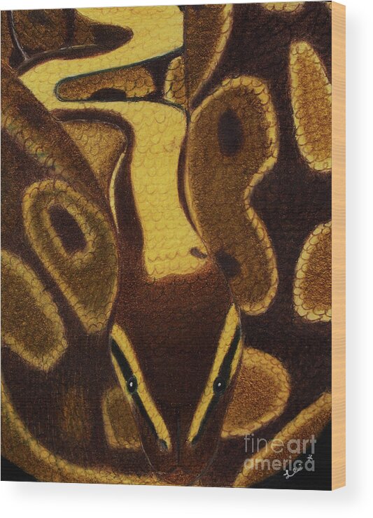Art Wood Print featuring the painting Ball Python Snake by Dorothy Lee
