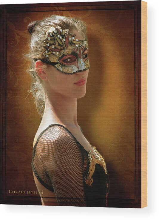 Mask Wood Print featuring the photograph Ballerina #2 by Aleksander Rotner
