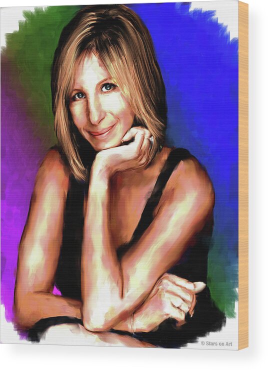Barbra Wood Print featuring the painting Barbra Streisand painting by Stars on Art
