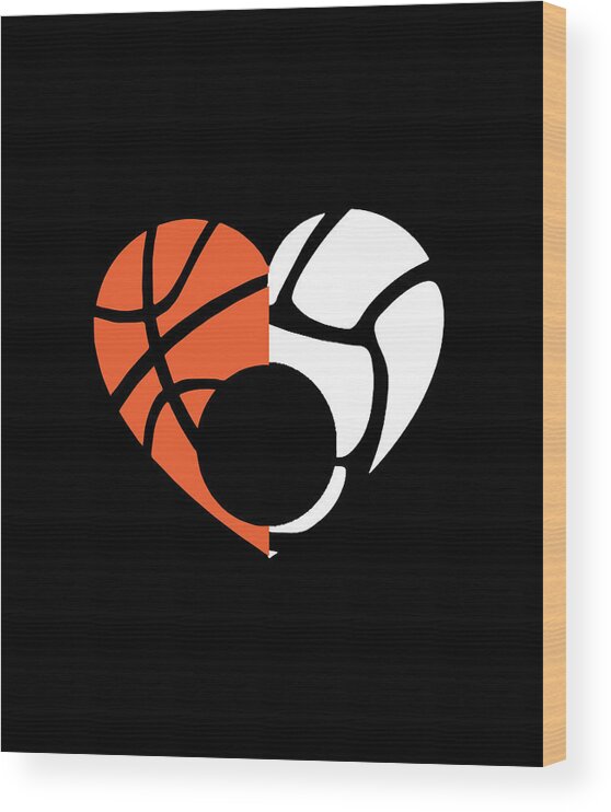 Basketball and volleyball monogram basketball volleyball SVG DXF EPS file  for svgs sports monogram t Wood Print