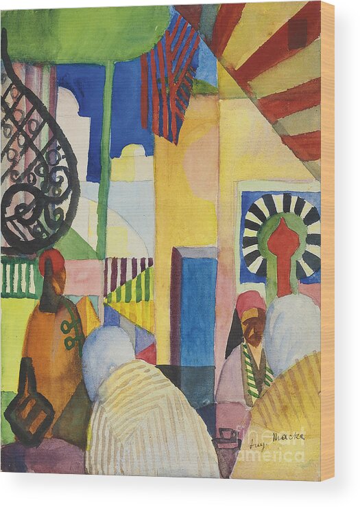 Istanbul Wood Print featuring the drawing Bazaar, 1914. Artist Macke, August by Heritage Images