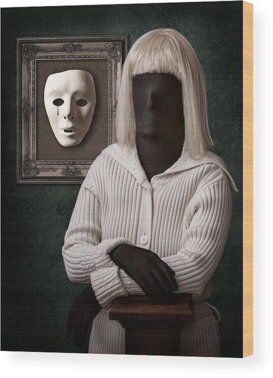 Surreal Wood Print featuring the photograph Behind The Mask by Petri Damstn