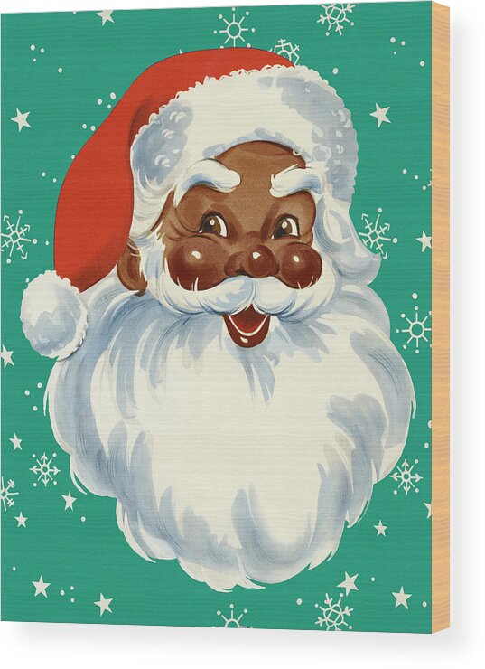 Adult Wood Print featuring the drawing Black Santa Claus by CSA Images