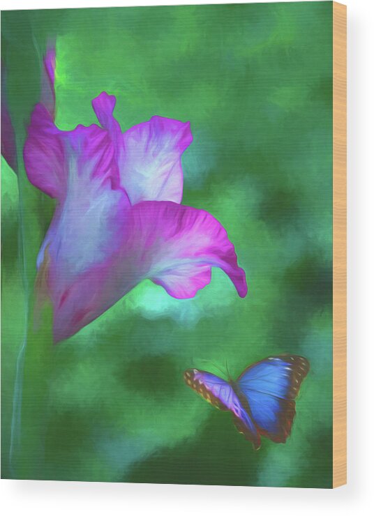 Blossom Wood Print featuring the photograph Blossom and Butterfly by Cathy Kovarik