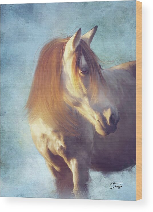 Horse Wood Print featuring the mixed media Blue Chip Stock by Colleen Taylor