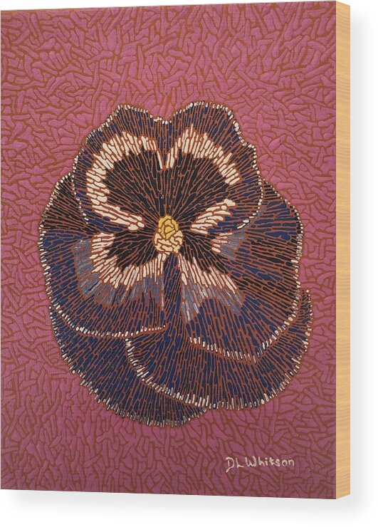Pansy Wood Print featuring the painting Blue Pansy by Darren Whitson
