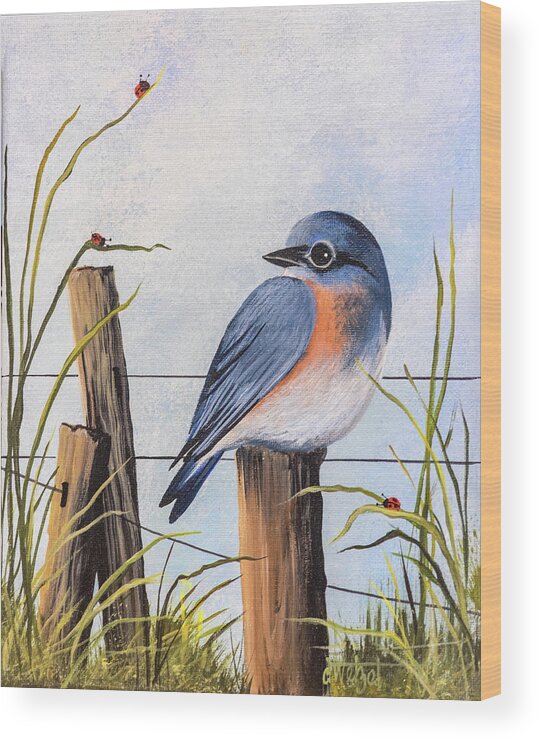 Bluebird Wood Print featuring the painting Bluebird by Debbi Wetzel
