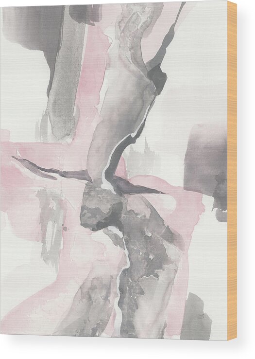 Abstract Wood Print featuring the painting Blushing Grey I Crop by Chris Paschke