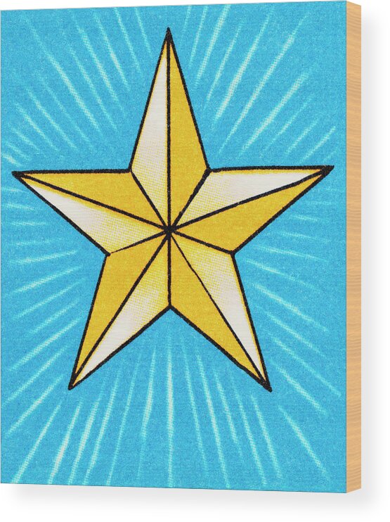 Blue Background Wood Print featuring the drawing Bright Star by CSA Images