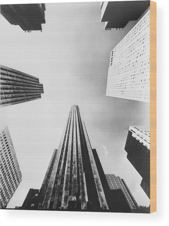 1950-1959 Wood Print featuring the photograph Buildings Of The Rockefeller Center In by Keystone-france