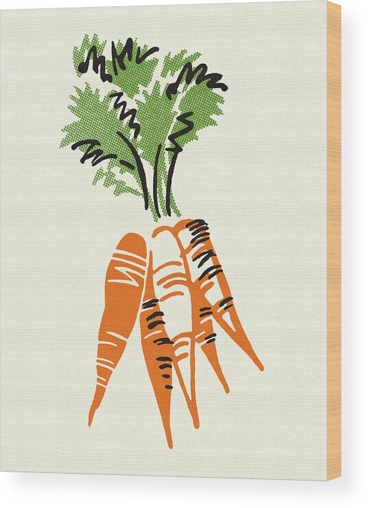 Bunch Wood Print featuring the drawing Bunch of Carrots by CSA Images
