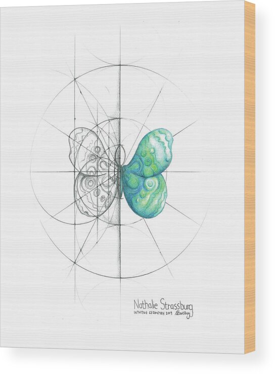 Butterfly Wood Print featuring the drawing Intuitive Geometry Butterfly by Nathalie Strassburg