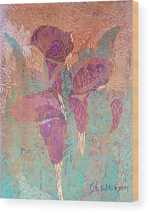 Calla Wood Print featuring the painting Calla Lillies by DLWhitson