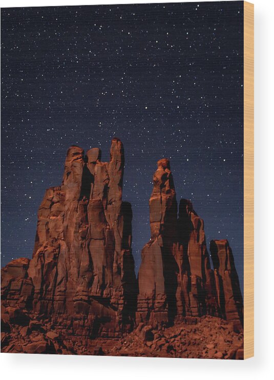 Monument Valley Wood Print featuring the photograph Camel Butte under the Night Sky by William Christiansen