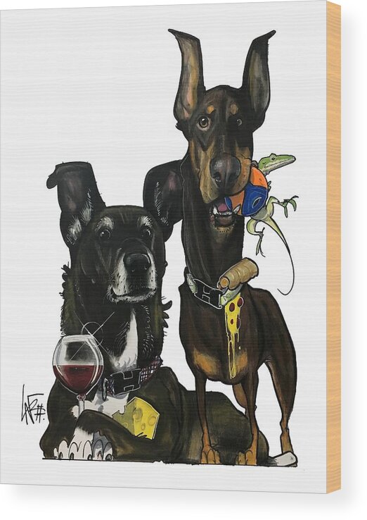 Carter Wood Print featuring the drawing Carter 5016 by Canine Caricatures By John LaFree