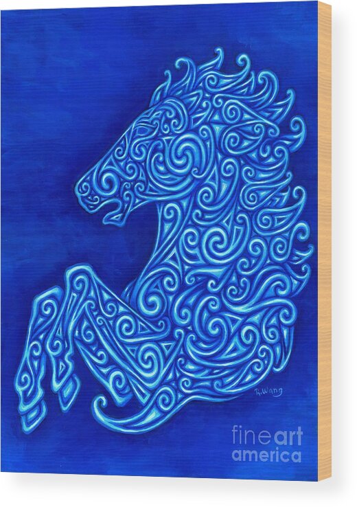 Horse Wood Print featuring the painting Celtic Horse by Rebecca Wang