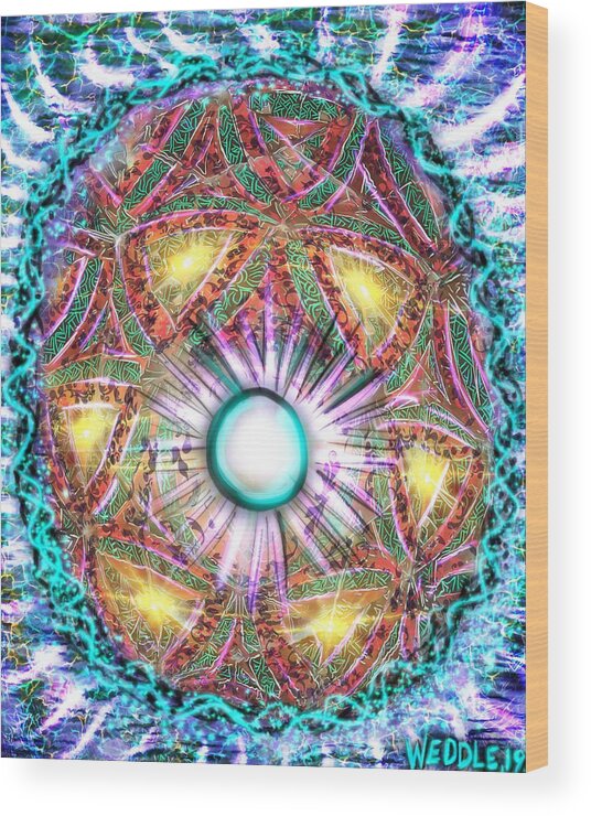 Kaleidoscope Wood Print featuring the digital art Centered by Angela Weddle