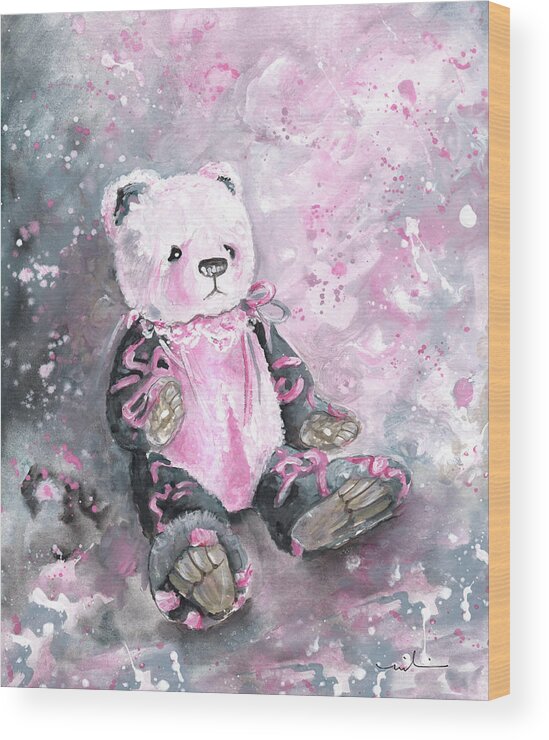 Teddy Wood Print featuring the painting Charlie Bear Sylvia by Miki De Goodaboom