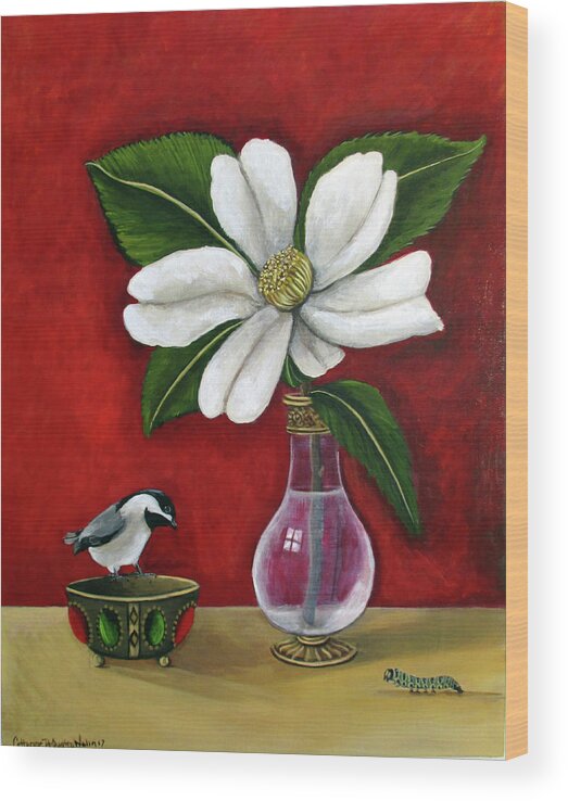 Chickadee Wood Print featuring the painting Chickadee by Catherine A Nolin