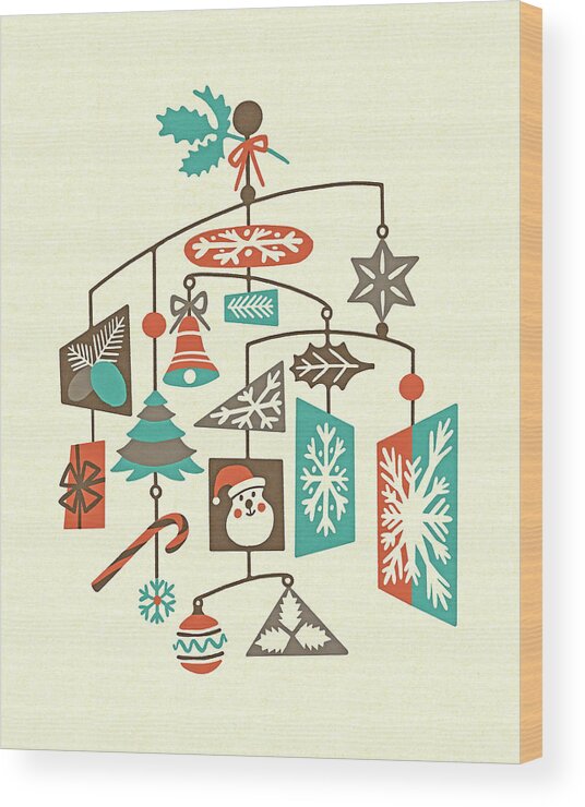 Art Wood Print featuring the drawing Christmas Mobile by CSA Images