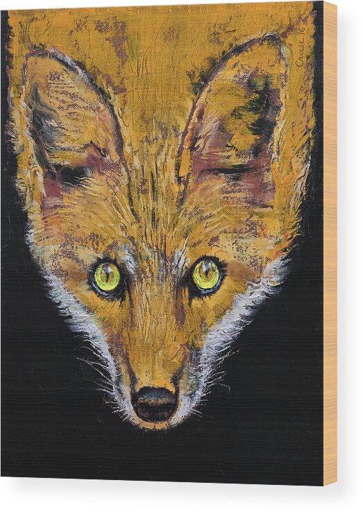 Fox Wood Print featuring the painting Clever Fox by Michael Creese