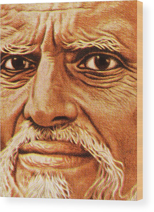 Adult Wood Print featuring the drawing Closeup of a Man by CSA Images