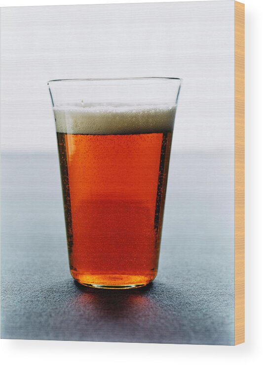 Food Wood Print featuring the photograph Cold Glass of Lager by Romulo Yanes