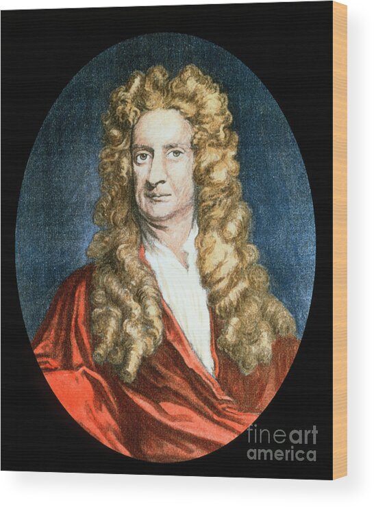 Newton Wood Print featuring the photograph Coloured Portrait Of The Physicist Isaac Newton by Science Photo Library