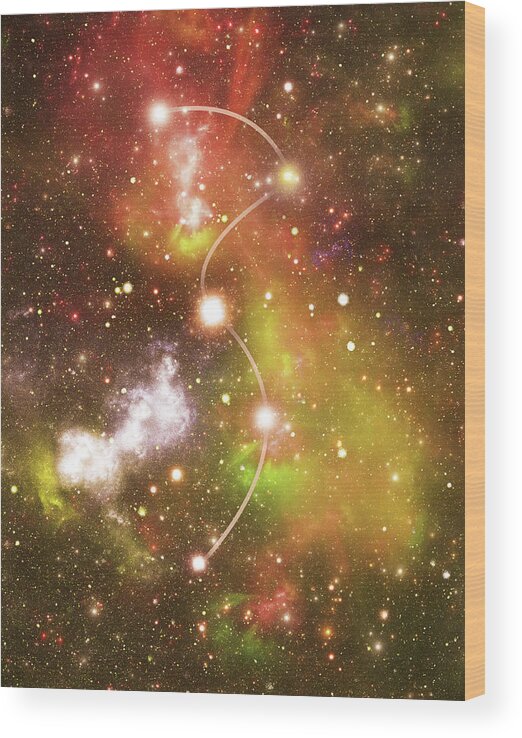 Dust Wood Print featuring the photograph Constellations. Cassiopeia Cas by Sololos