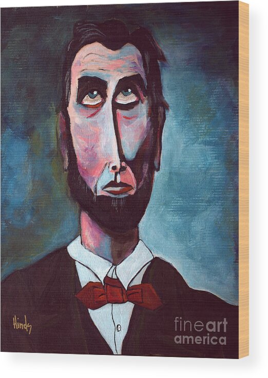 Abraham Lincoln Wood Print featuring the painting Contemplation by David Hinds