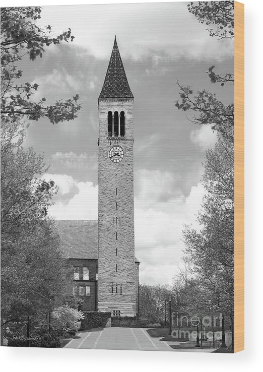 Cornell University Wood Print featuring the photograph Cornell University Mc Graw Tower by University Icons